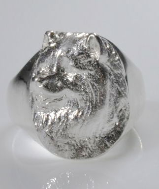 Anello chevalier grande Samoiedo in argento titolo 925