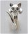 Anello gatto con smeraldi naturali incastonati negli occhi in argento 925