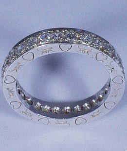 Fedina argento Eternity gatti cuori