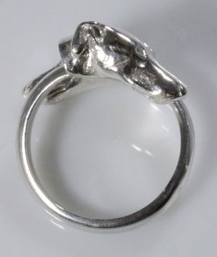 Anello Whippet-Greyhound-Galgo e Piccolo Levriere Italiano testa 3D contrarier in argento 925