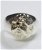 Anello Bolognese testa 3D cesellata a mano su scultura di Salvatore La Spada con occhi di Diamanti neri naturali in argento titolo 925