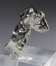 Anello testa Bracco italiano  3D cesellata a mano su scultura in argento 925