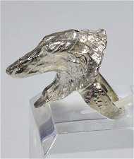 Anello testa Borzoi 3D cesellata a mano su scultura in argento 925