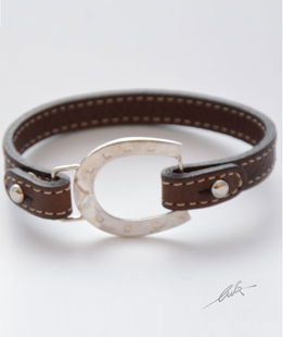 Bracciale cinturino pelle ferro grande