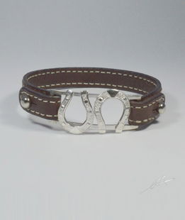 Bracciale cinturino pelle ferri