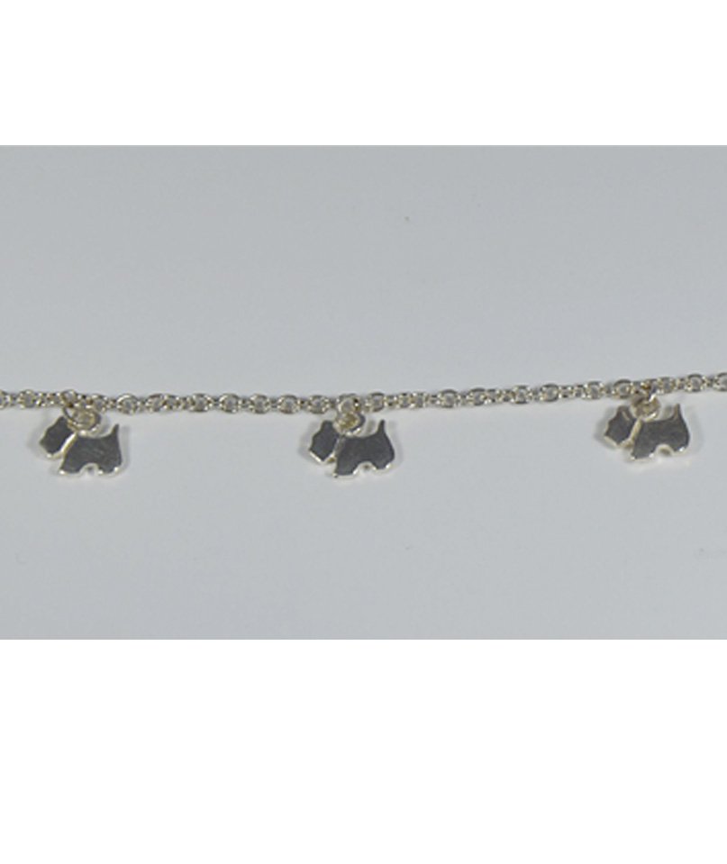 Bracciale a catena in argento, con piccole sagome pendenti di cane razza Terrier - foto 1