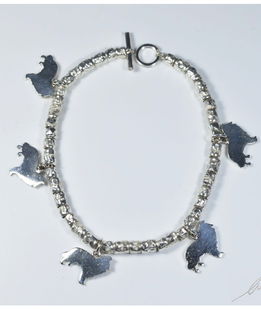 Bracciale intercalari argento sagome Collie/Shetland