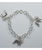 Bracciale a catena rolò grande in argento, con sagome pendenti in rilievo di tre Bulldog francesi