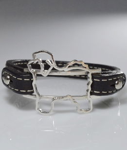 Bracciale cinturino in vera pelle Bolognese in argento 925