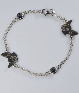 Bracciale 2 pietre preziose Zaffiri Gatto Sphynx in argento 925