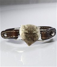 Braccialetto in vera pelle gatto Persiano in argento 925