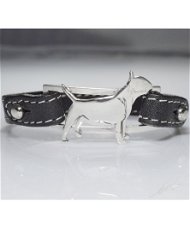 Bracciale cinturino in vera pelle Bull Terrier in argento 925
