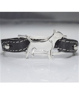 Bracciale cinturino in vera pelle Bull Terrier in argento 925