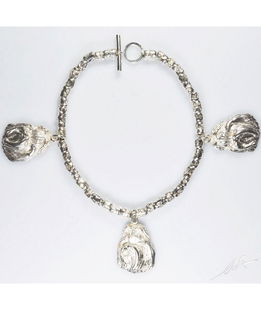 Bracciale intercalari 3 teste Shihtzu in argento 925