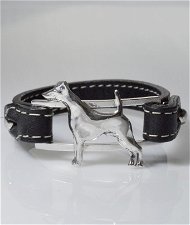 Braccciale cinturino in vera pelle Fox a pelo corto in argento 925