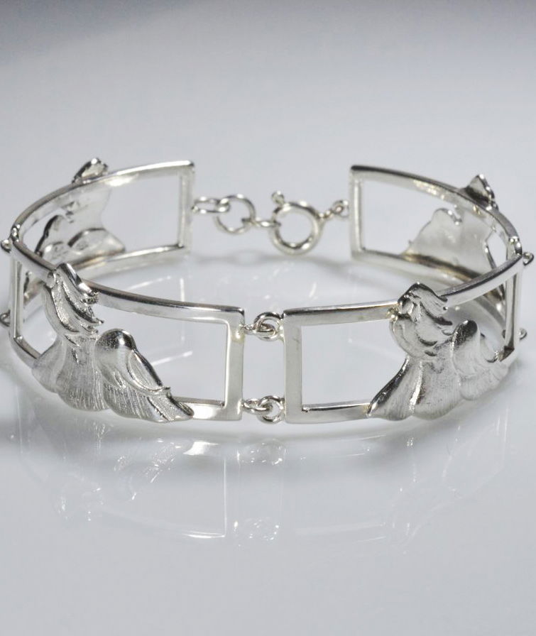 Bracciale 4 sezioni Shihtzu 3D in argento 925