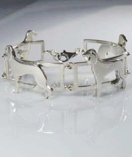 Bracciale 4 sezioni Levriere Saluki in argento 925