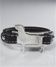Bracciale cinturino in vera pelle Bracco Italiano in argento 925