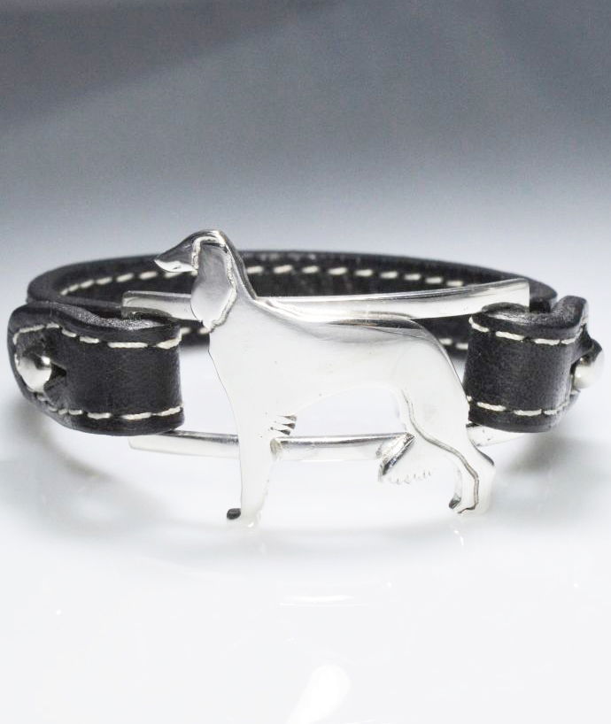 Bracciale cinturino in vera pelle Saluki in argento 925