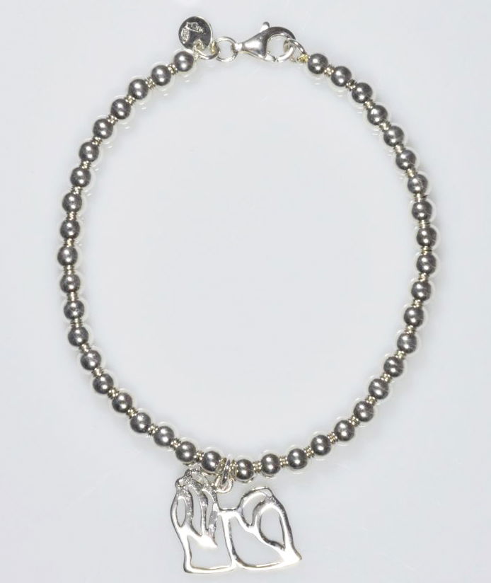 Bracciale pallini Shihtzu stilizzato in argento 925