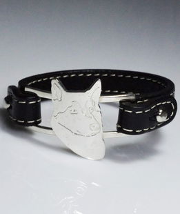 Bracciale cinturino in vera pelle Husky 2 in argento 925