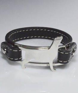 Bracciale cinturino in vera pelle Labrador 2 in argento 925