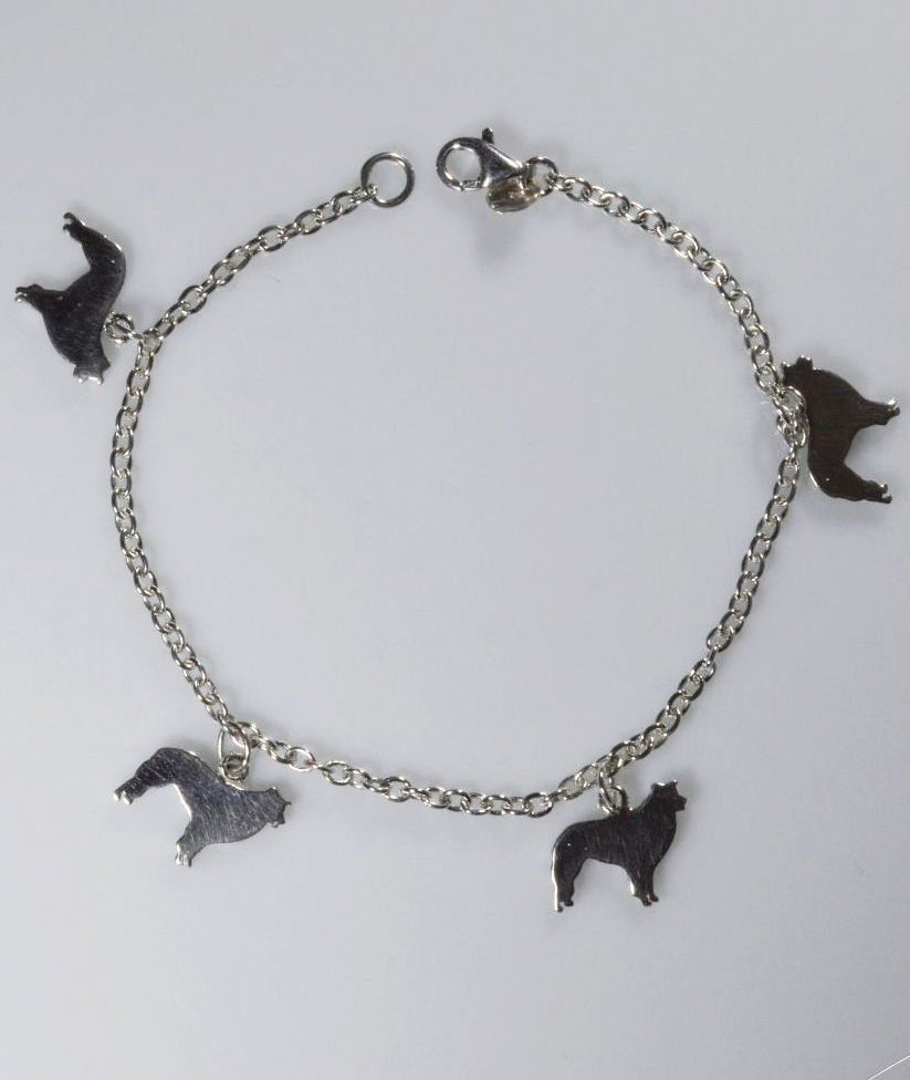 Bracciale Border collie pendenti 2 in argento 925