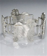 Bracciale 4 sezioni Bolognese pieno picchiettato col diamante in argento 925