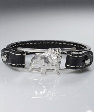Bracciale cinturino in vera pelle Bull inglese 3D in argento 925