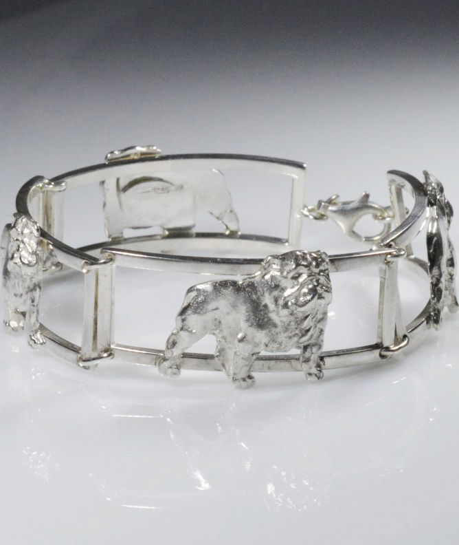 Bracciale 4 sezioni Bull inglese in argento 925