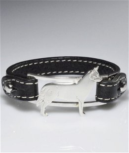 Bracciale cinturino in vera pelle Cattle dog in argento 925