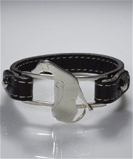 Bracciale cinturino in vera pelle Rhodesian in argento 925