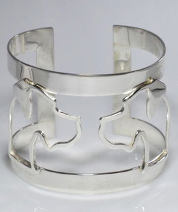 Bracciale schiava 2 teste contorno Alano in argento titolo 925