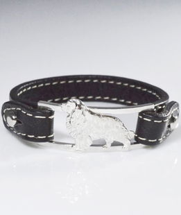 Bracciale cinturino in vera pelle cavalier King 3D in argento 925