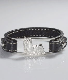 Bracciale cinturino in vera pelle Yorkshire 3D in argento 925