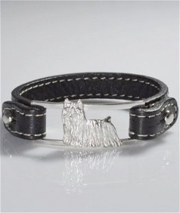 Bracciale cinturino in vera pelle Yorkshire 3D in argento 925