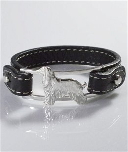 Bracciale cinturino in vera pelle Levriere Afgano 3D in argento 925
