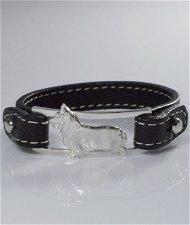 Bracciale cinturino in vera pelle Corgi 3D in argento 925