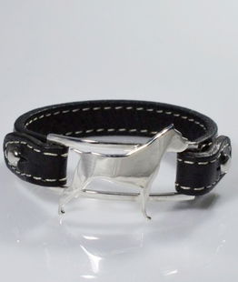 Bracciale cinturino in vera pelle Cane Corso in argento 925