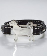 Bracciale cinturino in vera pelle Rottweiler in argento 925