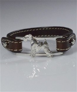 Bracciale cinturino in vera pelle Fox a pelo duro in argento 925