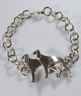 Bracciale grande due Saluki in argento 925