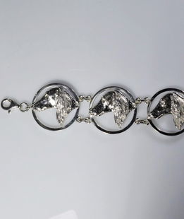 Bracciale 7 cerchi Saluki testa 3D in argento 925