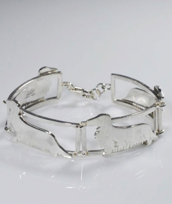 Bracciale 4 sezioni Bassotto a pelo lungo 2 in argento 925