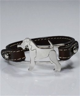 Bracciale Airedale cinturino in vera pelle in argento 925