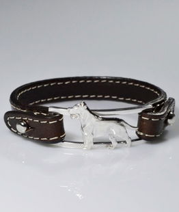 Bracciale cinturino in vera pelle Amstaff 3D in argento 925