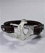 Bracciale cinturino in vera pelle Rhodesian con cucciolo  in argento 925