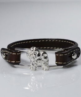 Bracciale cinturino in vera pelle Bichon in argento 925