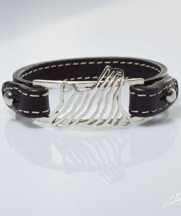 Bracciale cinturino in vera pelle York-Shire in argento 925