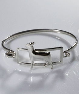 Bracciale rigido Boston Terrier in argento 925